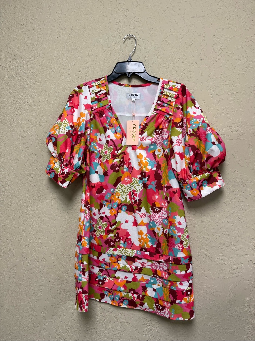 CROSBY by Mollie Burch Pink Multi Floral Puff-Sleeve Dress